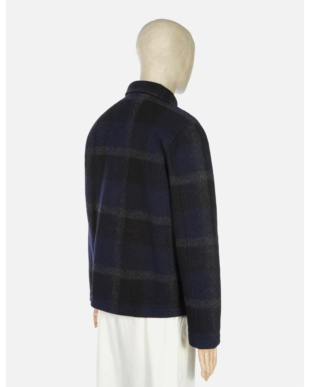 Universal Works Blue Field Jacket (Large Plaid Fleece) for men