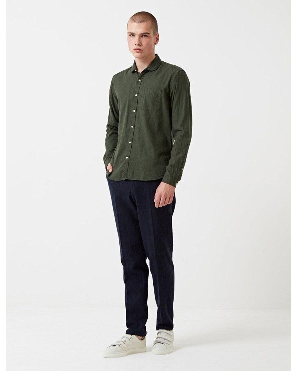 Oliver Spencer Green Eton Collar Shirt for men