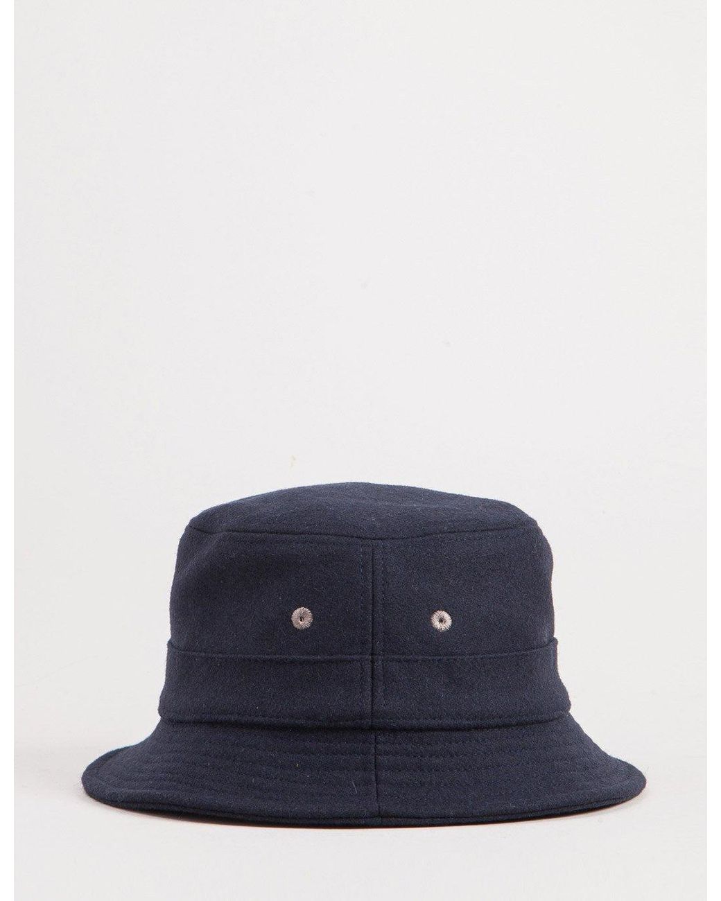 Universal Works Blue Melton Wool Bucket Hat for men