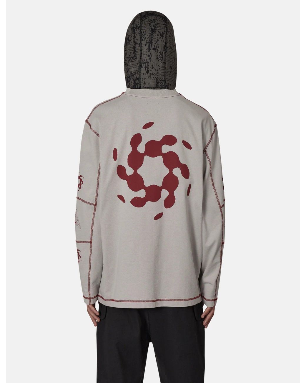 Roa Gray Info Stitch Organic Long Sleeve T-Shirt for men