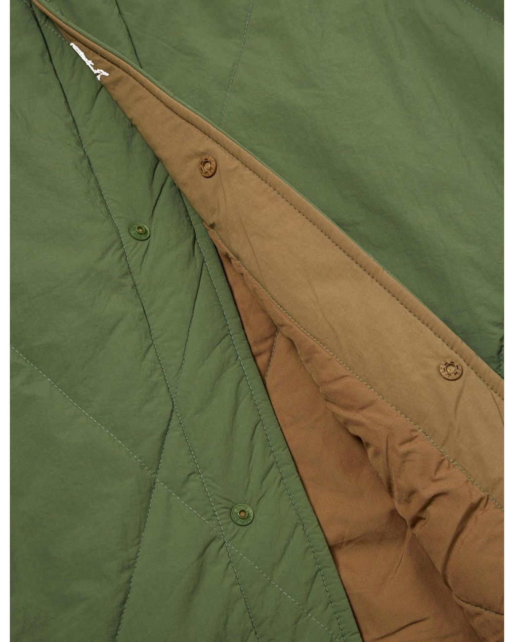 Universal Works Green Diamond Quilt Parka Jacket for men