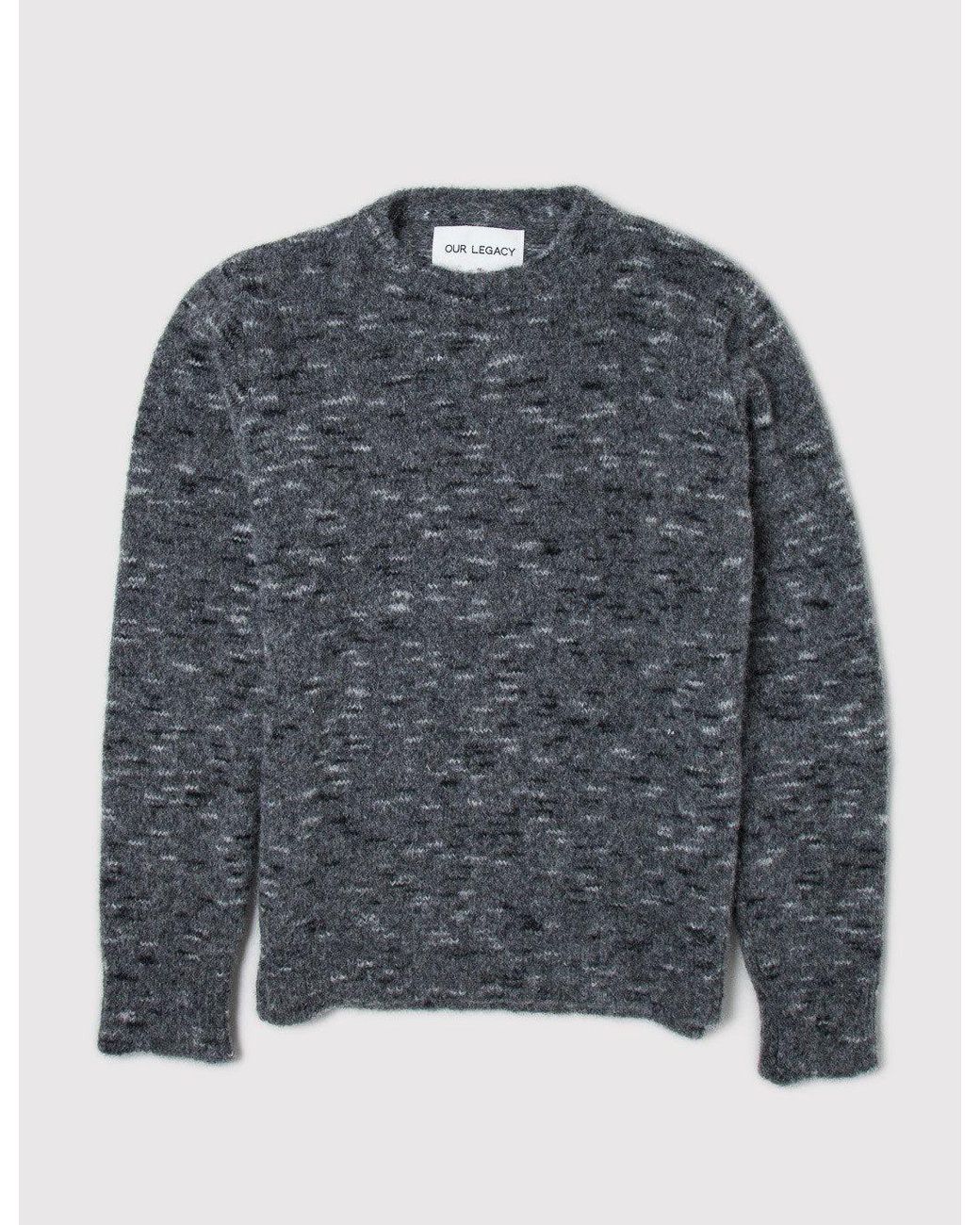 Our Legacy Gray Regular Round Neck Knit Spotted Sweatshirt for men