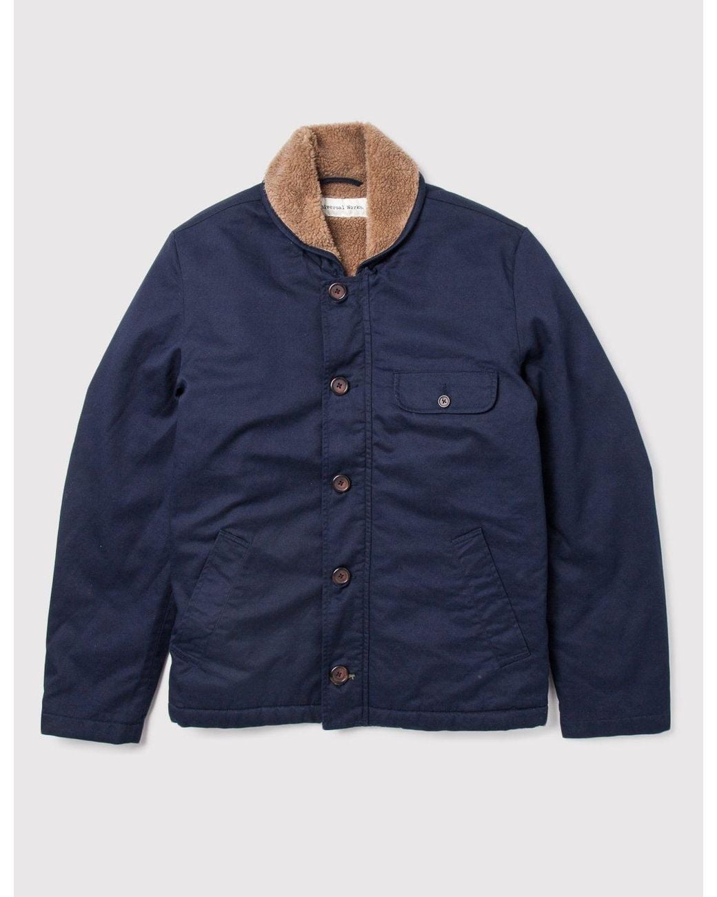 Universal Works Blue N1 Sherpa Jacket for men