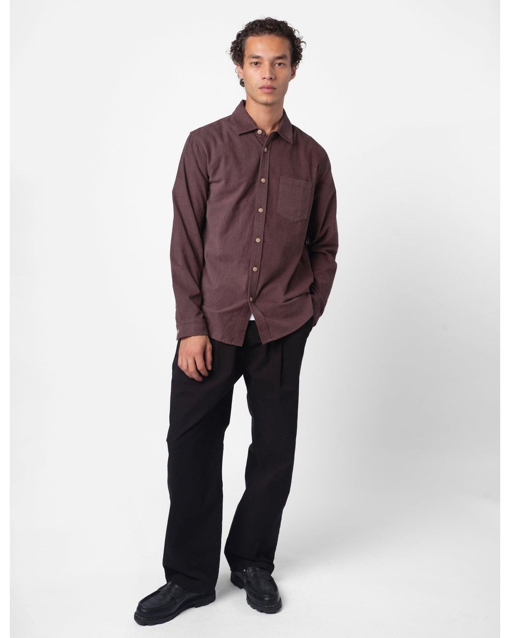 Folk Purple Direction Baby Cord Shirt for men