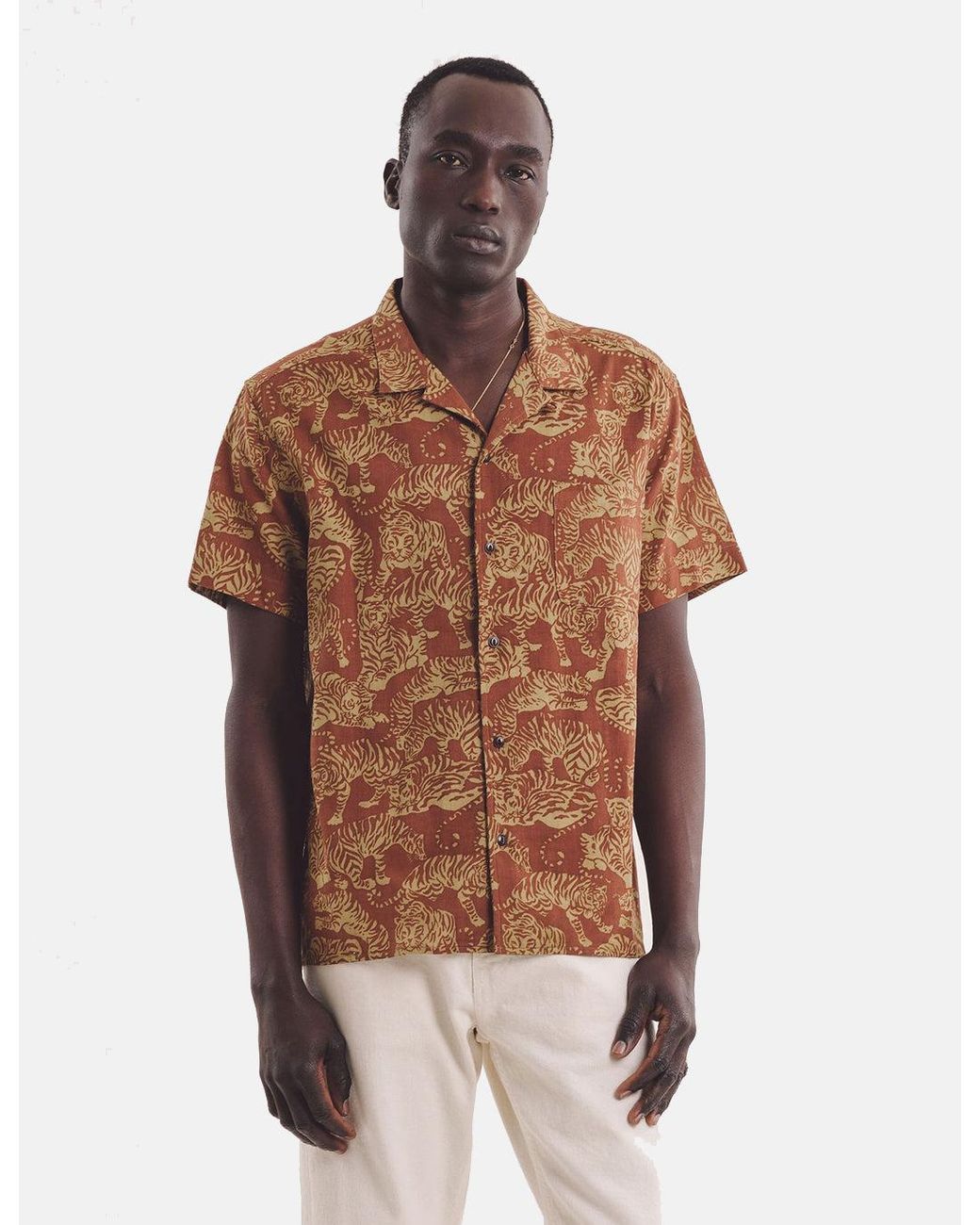 YMC Brown Tiger Malick Shirt for men