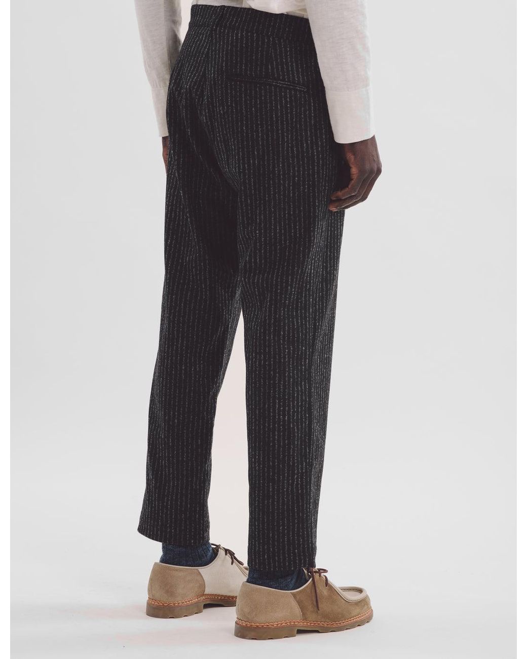 YMC Gray Hand Me Down Stripe Trousers (Wool) for men