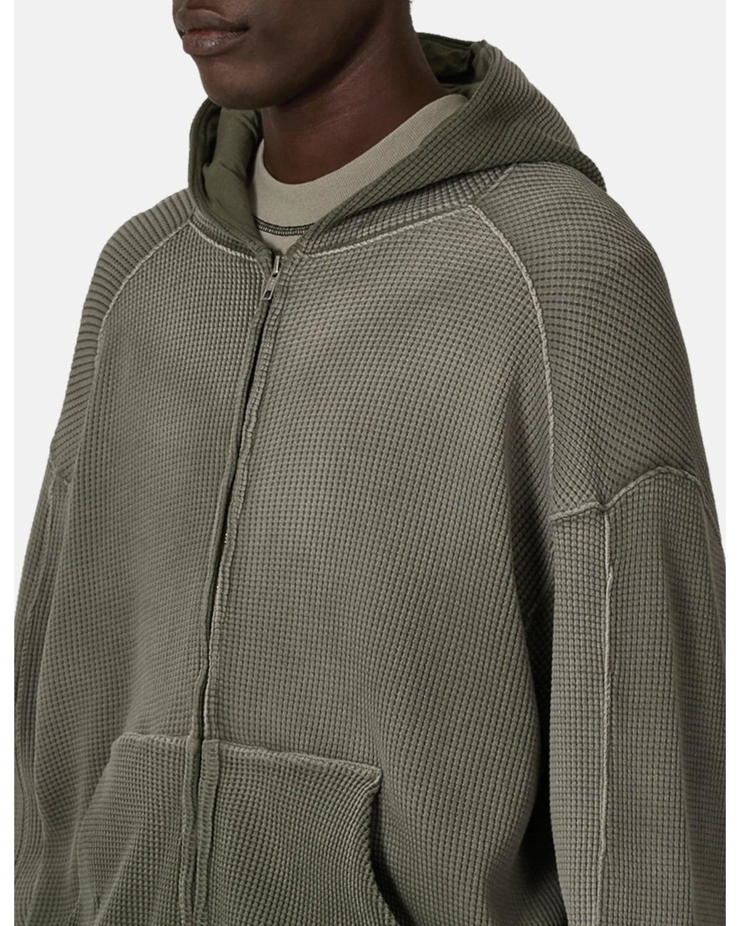 Roa Gray Bee Sun Faded Waffle Zip Up Hoodie for men