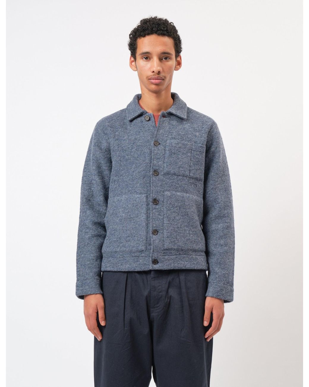 Universal Works Blue Uniform Jacket (Wool Fleece) for men