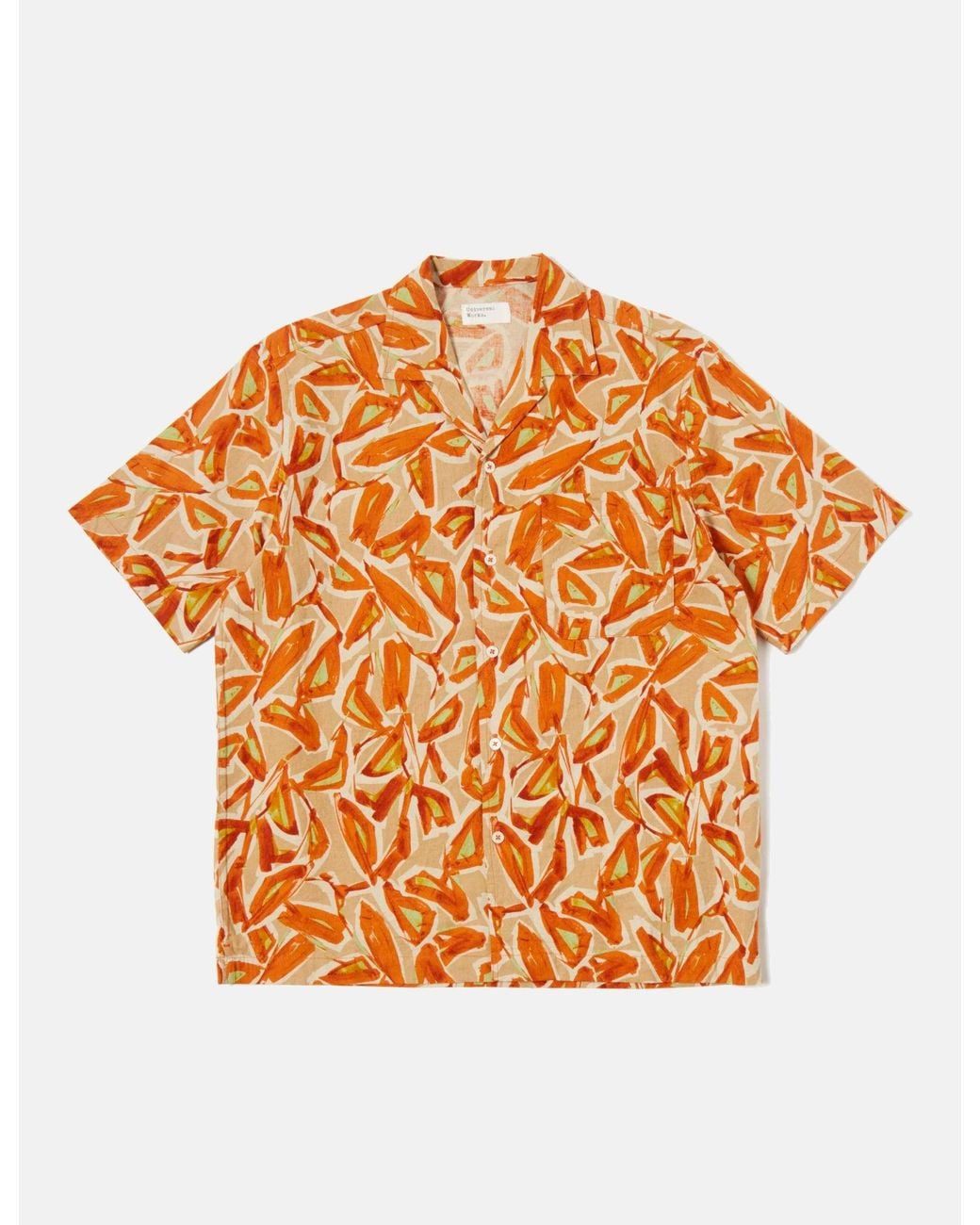 Universal Works Orange Minari Shirt Artist (Linen/Cotton) for men