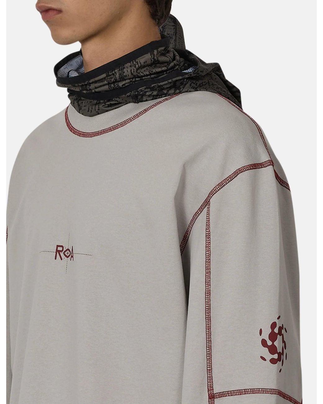 Roa Gray Info Stitch Organic Long Sleeve T-Shirt for men