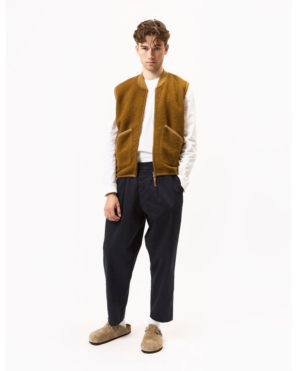 Universal Works Natural Zip Waistcoat (Wool Fleece) for men