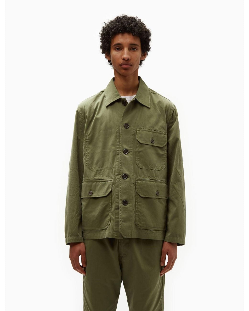 Universal Works Green Utility Jacket (Summer Canvas) for men