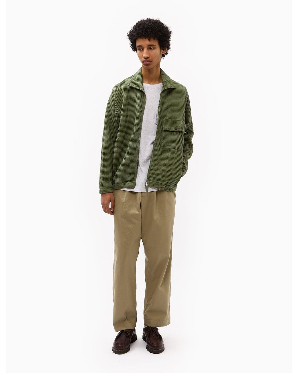 Universal Works Green Waffle Track Top for men
