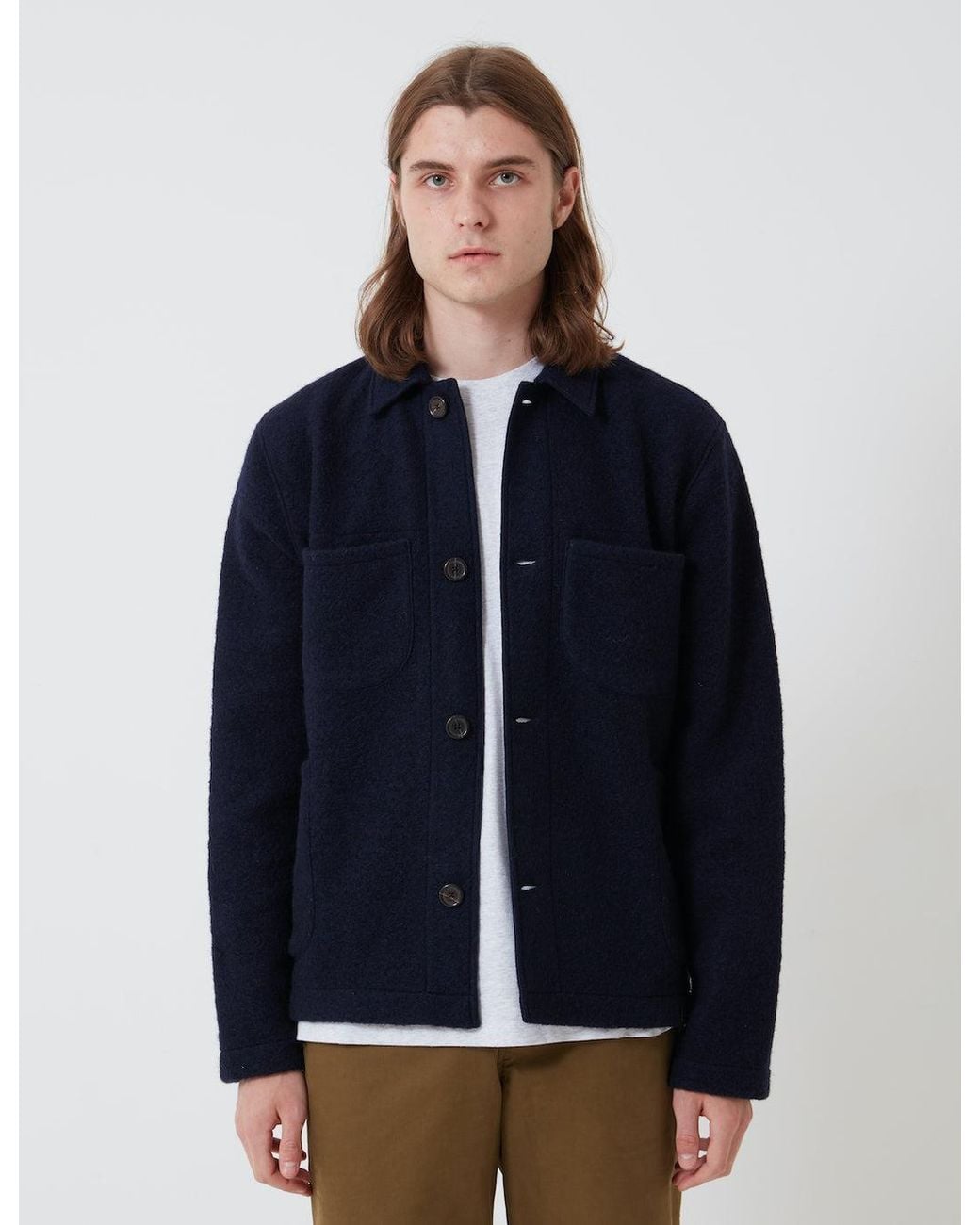 Universal Works Blue Lumber Jacket (Wool Fleece) for men
