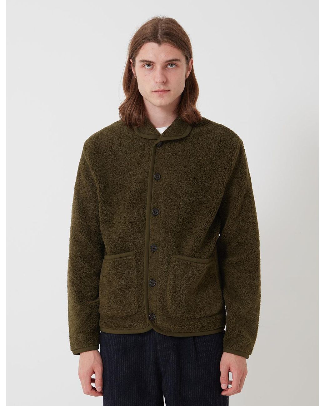 Universal Works Green Lancaster Jacket (Mountain Fleece) for men