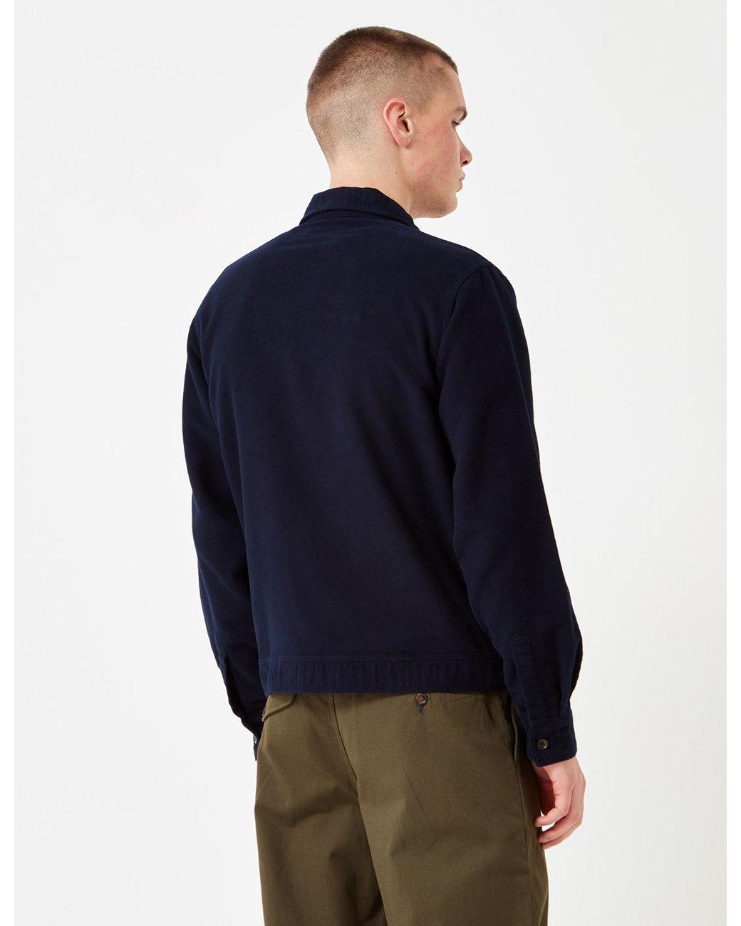 Universal Works Blue Zip Uniform Moleskin Jacket for men