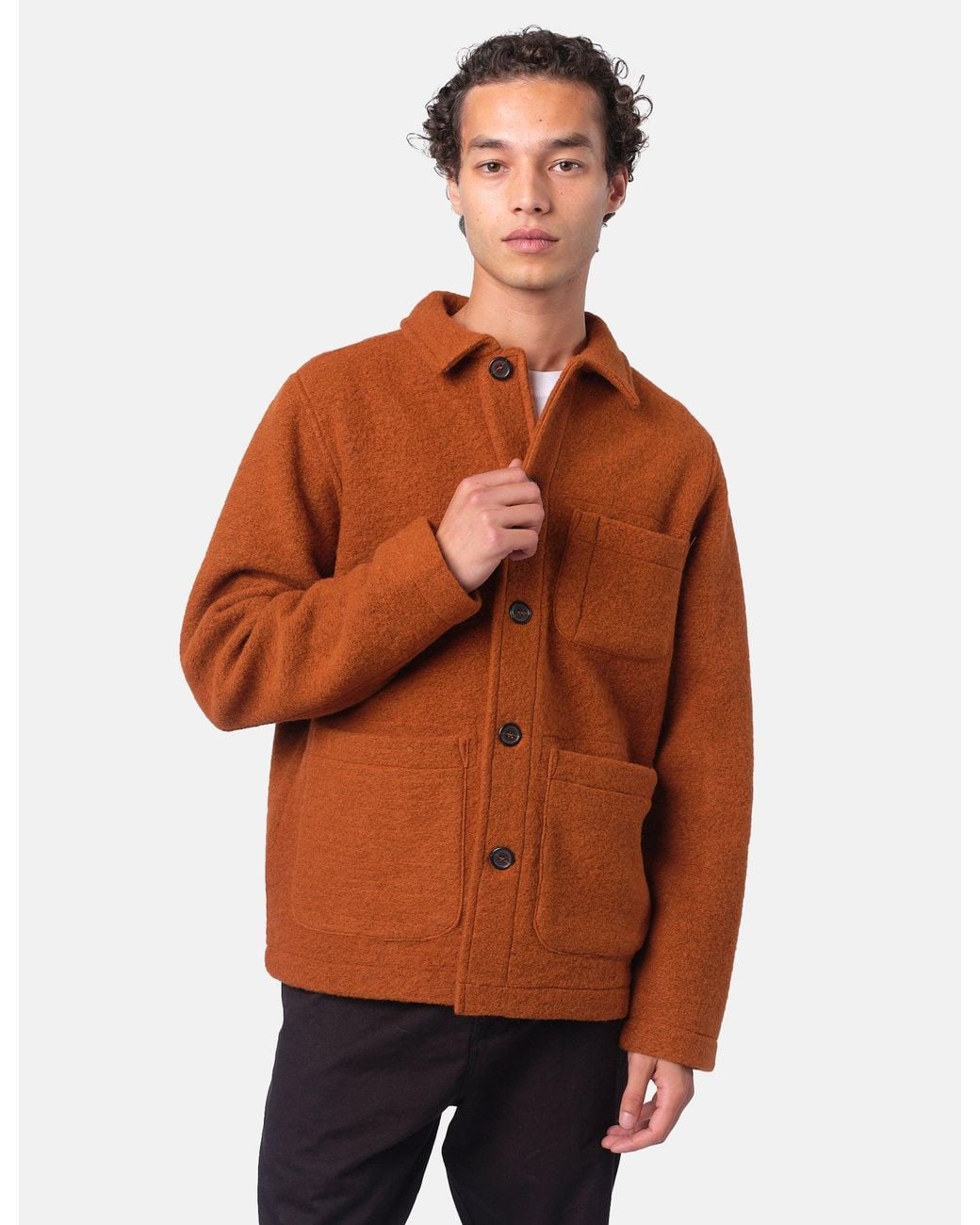 Universal Works Orange Field Jacket (Wool Fleece) for men