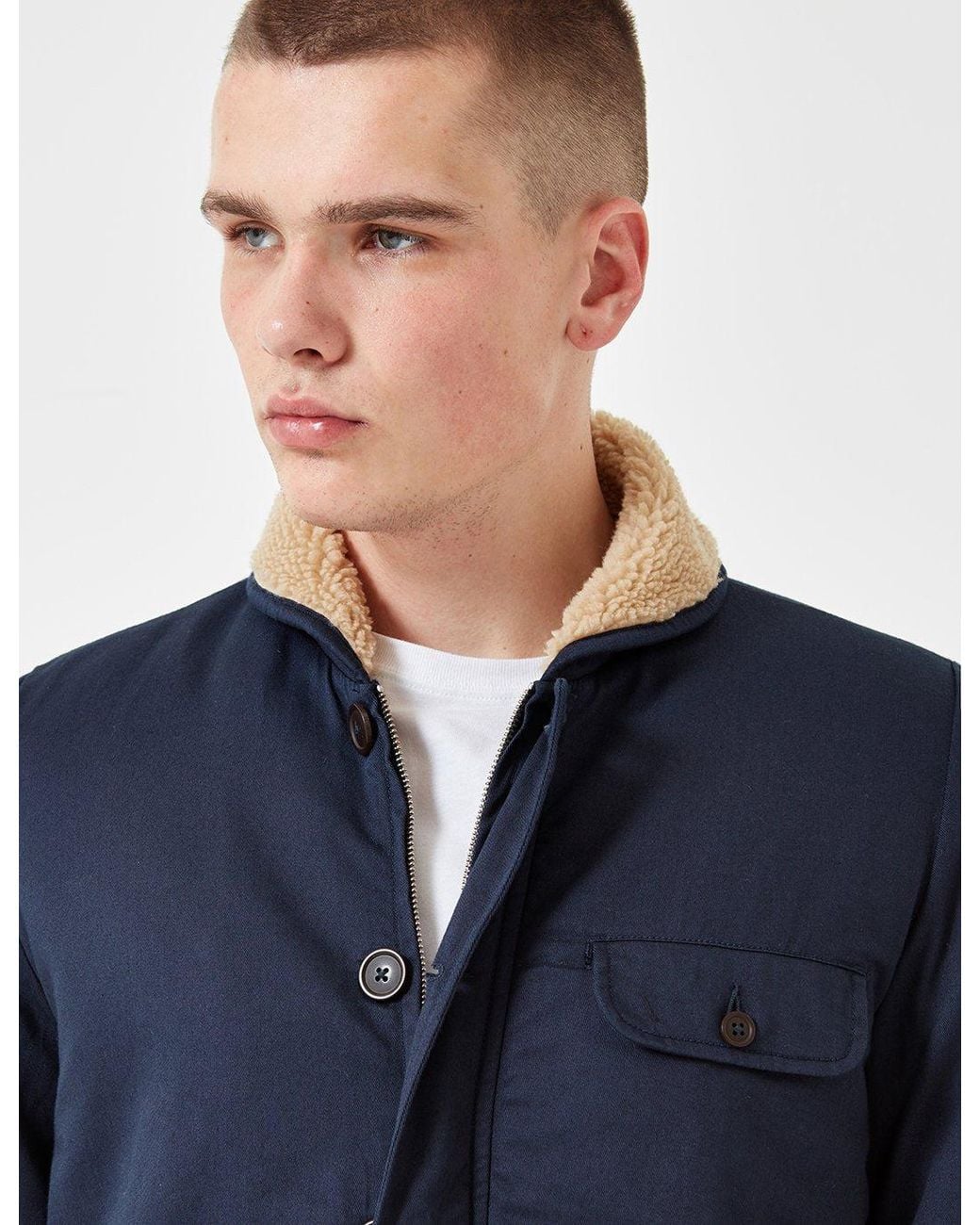Universal Works Blue N1 Sherpa Jacket for men