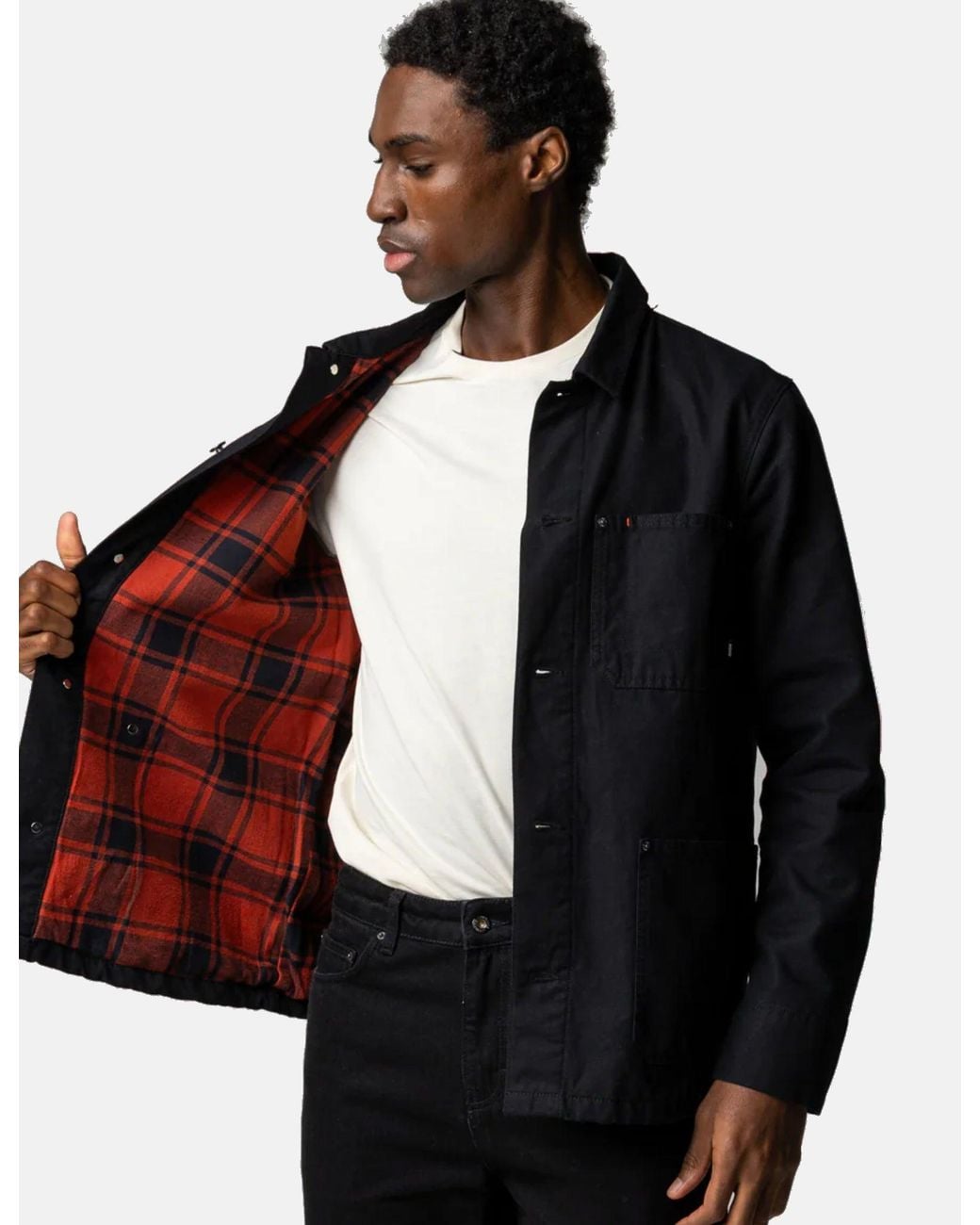 FINISTERRE Black Basset Flannel Lined Jacket for men