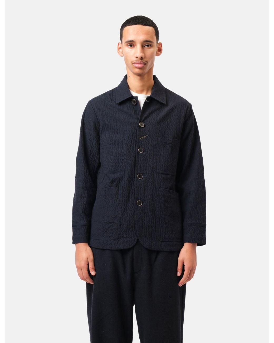 Universal Works Blue Original Bakers Jacket (Ospina Cotton) for men