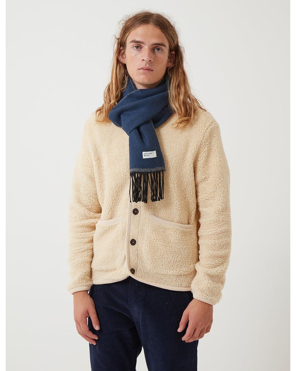 Universal Works Blue Double Sided Scarf for men