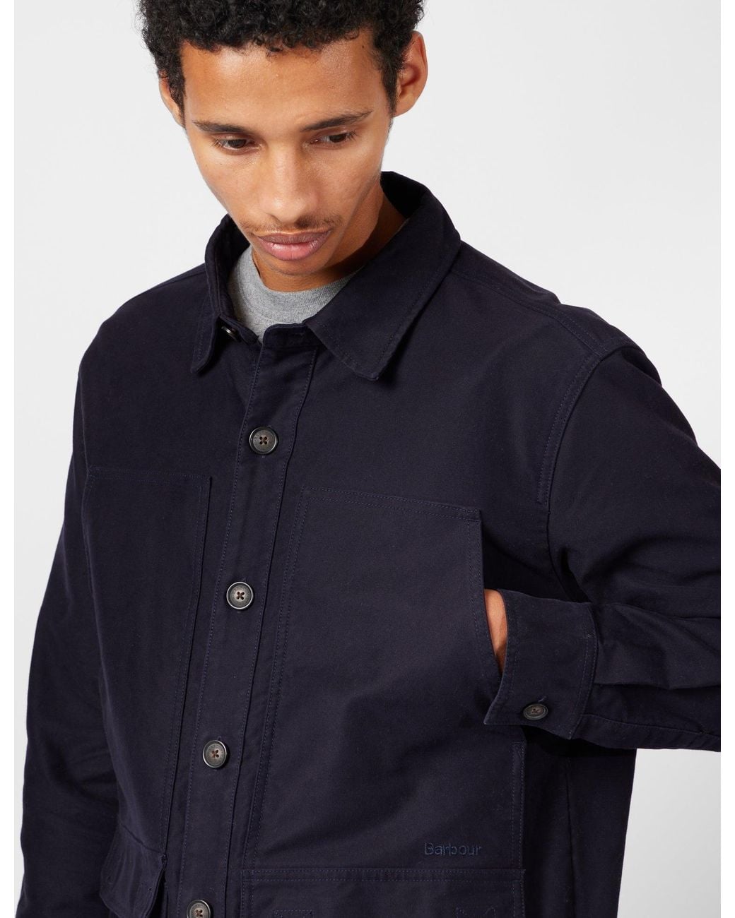Barbour Blue Newbirch Cotton Sateen Overshirt for men