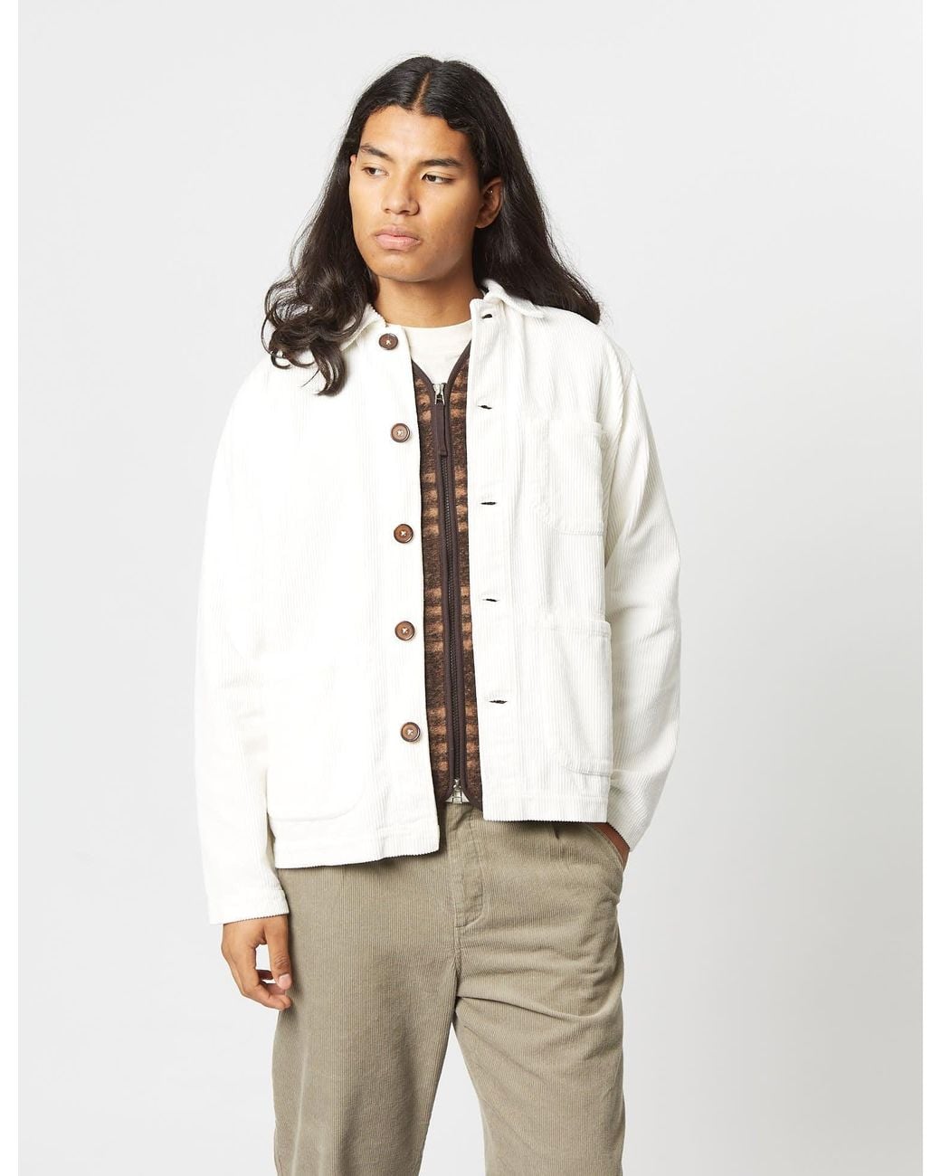 Universal Works White Field Jacket (Corduroy) for men