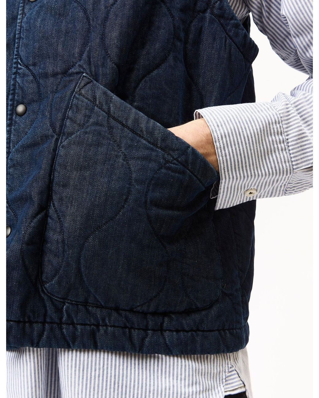 Universal Works Blue Weekend Gilet (Quilt Denim) for men