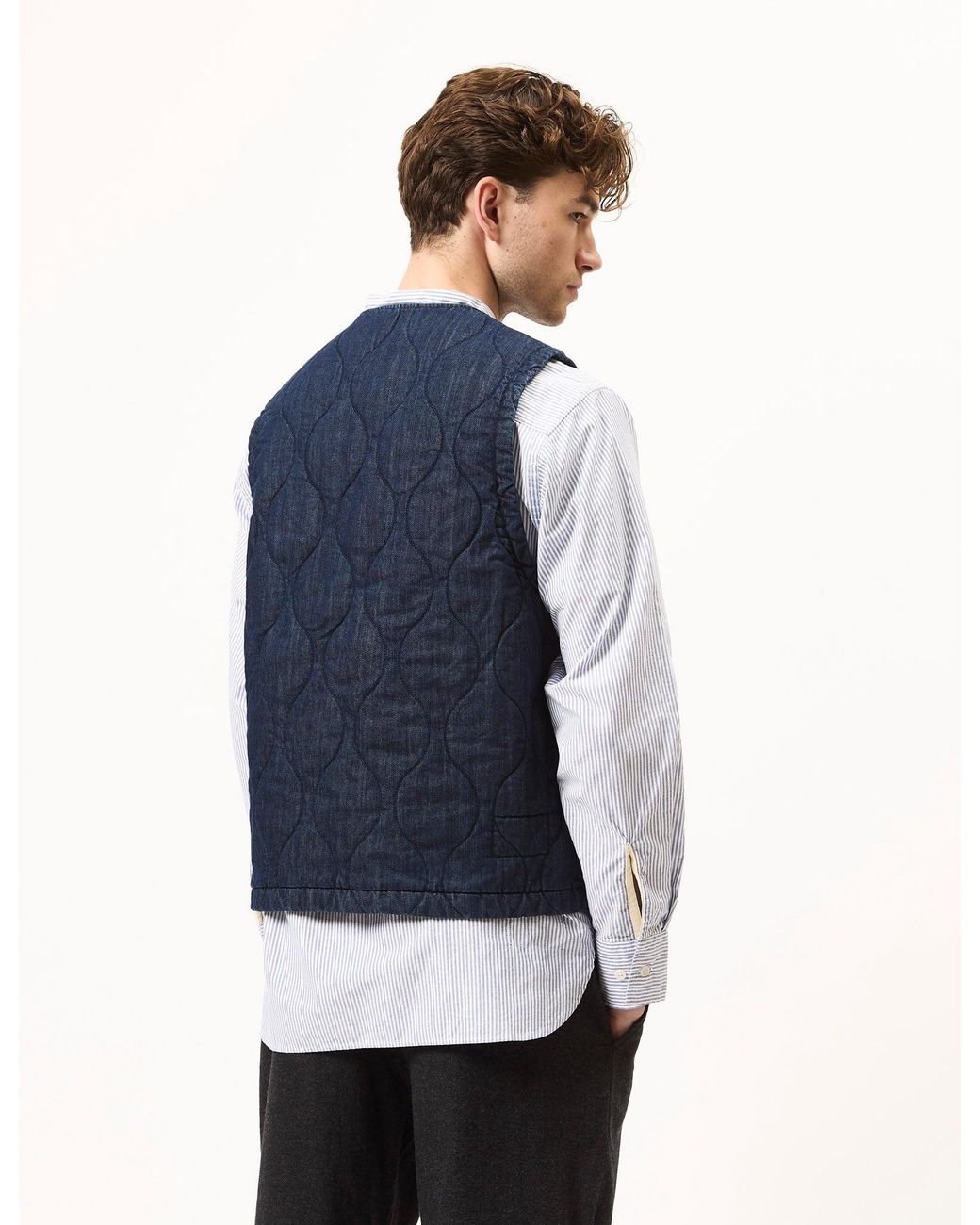 Universal Works Blue Weekend Gilet (Quilt Denim) for men
