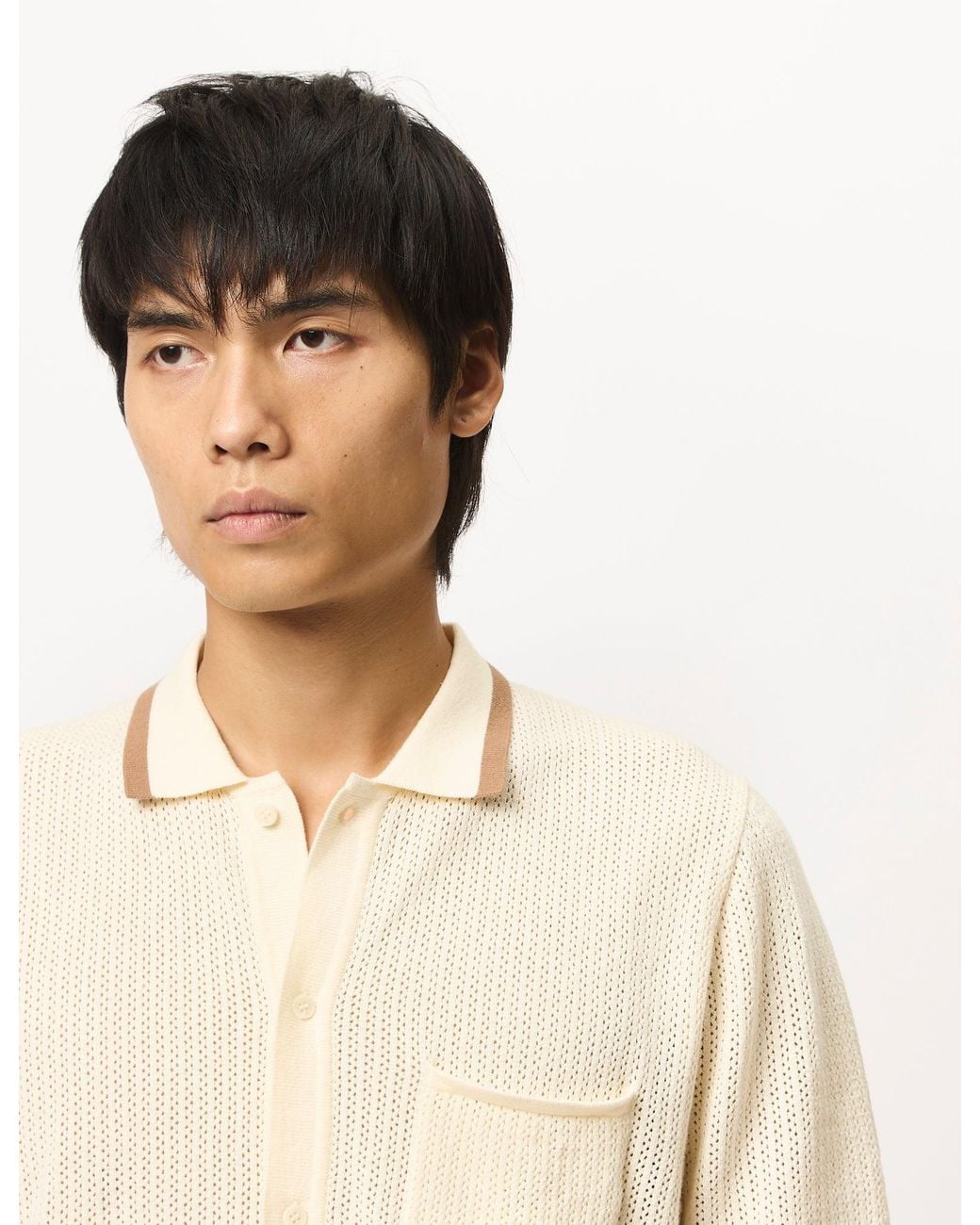 Percival White Alfie Knitted Polo (Cotton) for men