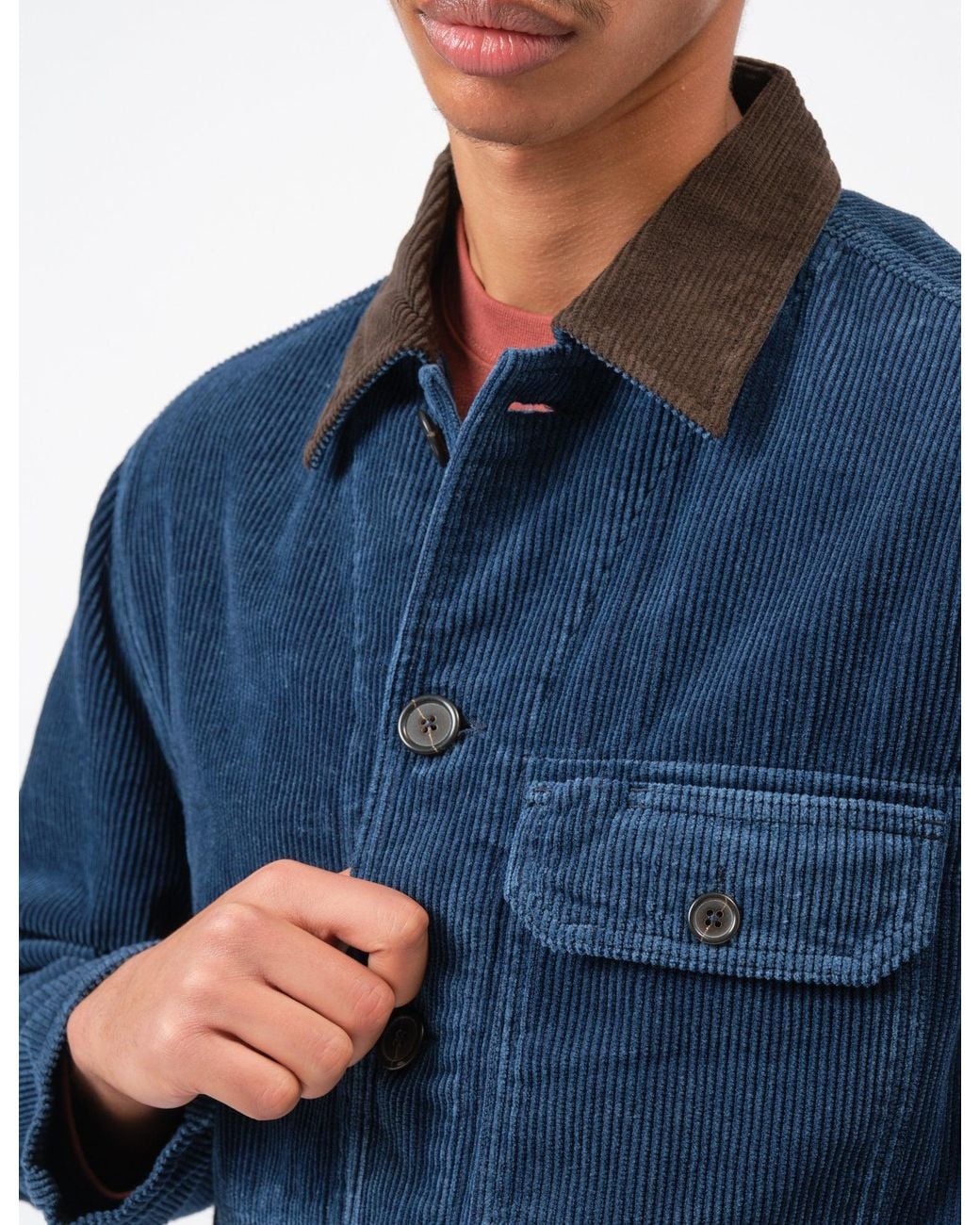 Universal Works Blue Utility Jacket (Cord) for men