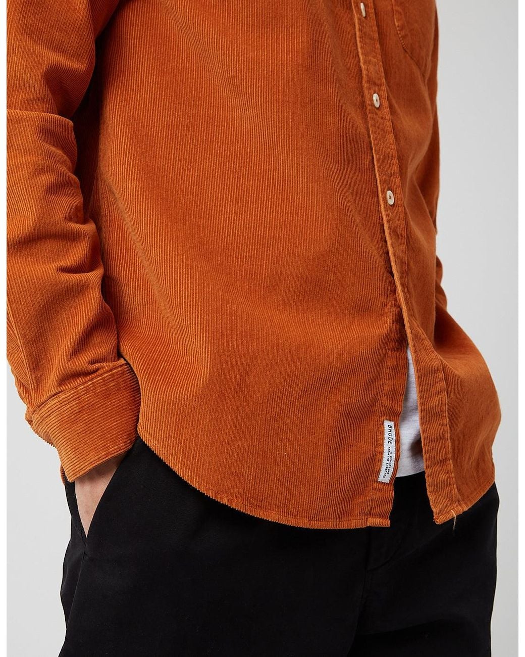 BHODE Orange X Brisbane Moss Shirt (14 Wale Cord) for men