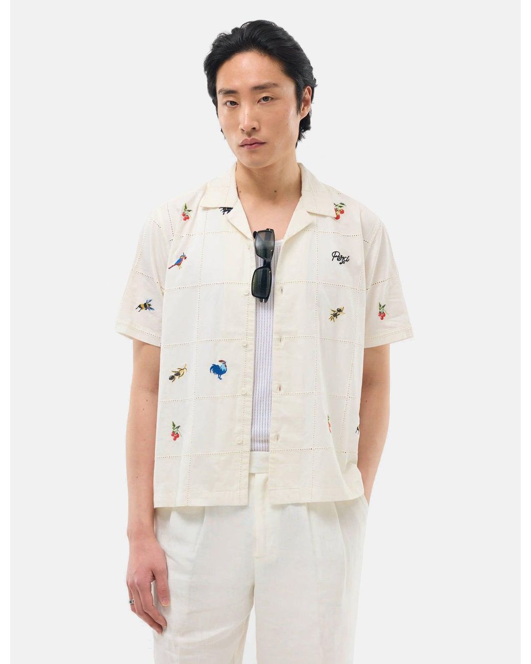 Percival White Tapestry Shirt for men