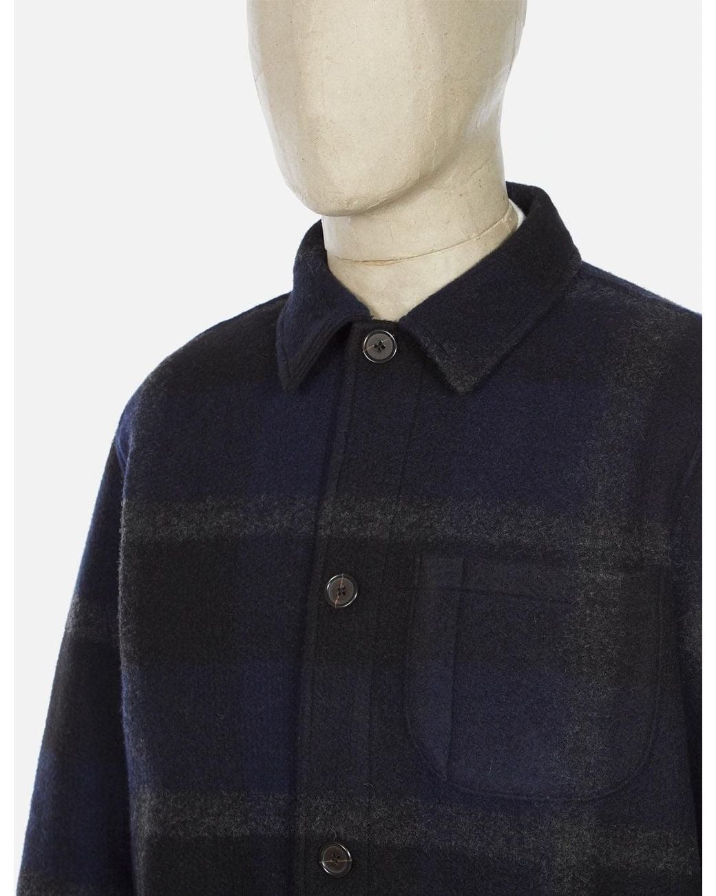 Universal Works Blue Field Jacket (Large Plaid Fleece) for men