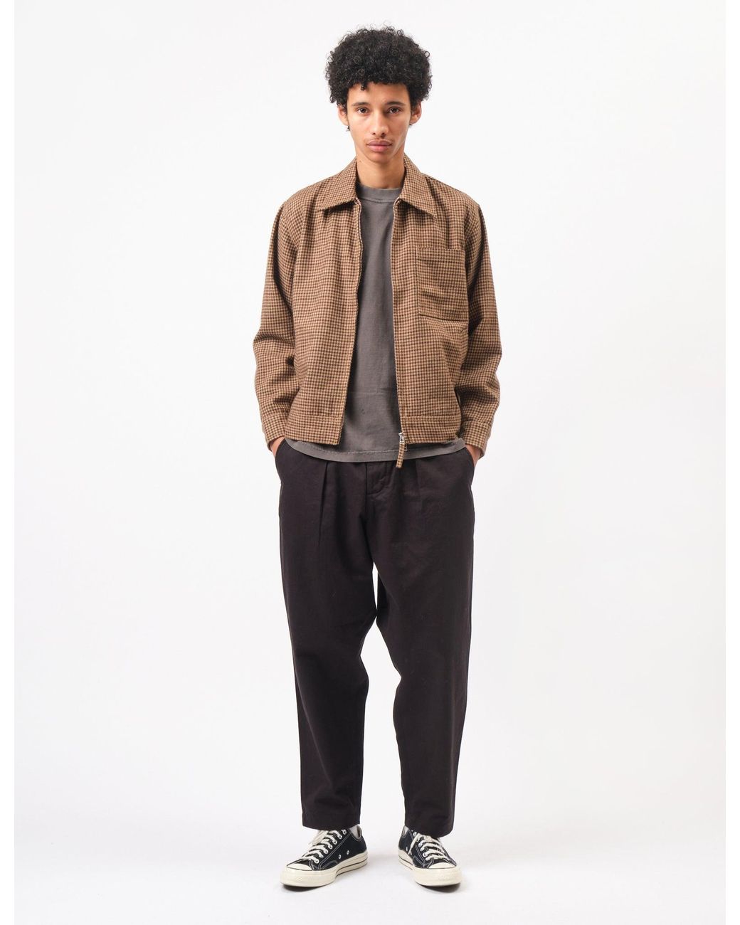 Universal Works Brown Rose Bowl Jacket (Houndstooth Tweed) for men