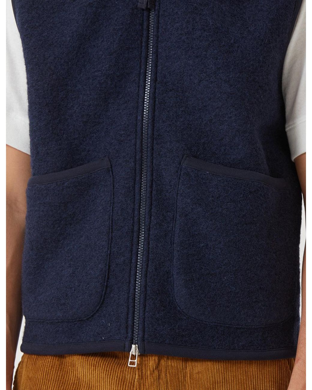 Universal Works Blue Fleece Zip Gilet for men