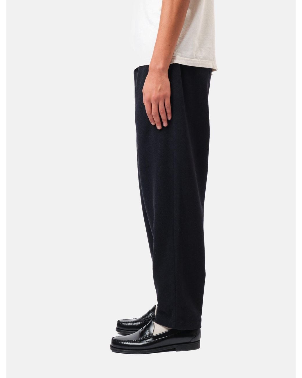 Barbour Black Wool Blend Relaxed Trousers for men