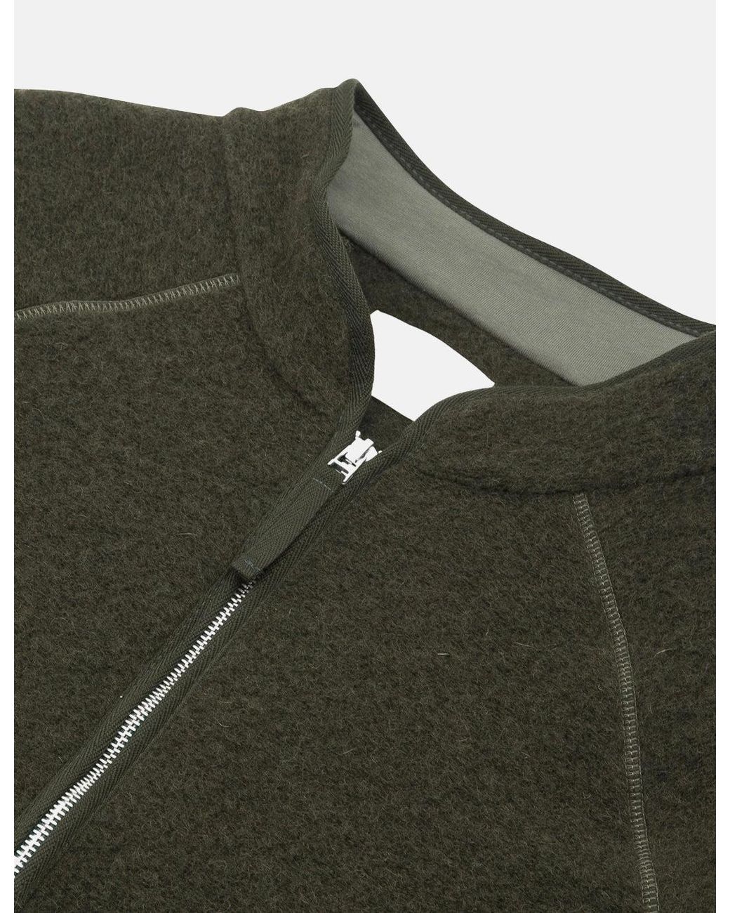 Folk Green Boxy Puzzle Fleece (Wool Mix) for men