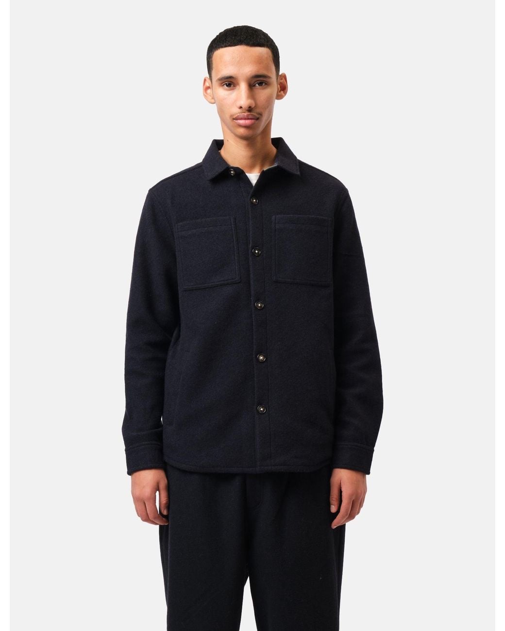 Barbour Blue Marlow Tailored Wool Blend Overshirt for men