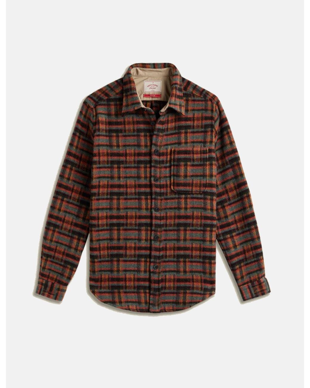 Portuguese Flannel Red Abstract Geometric Shirt for men