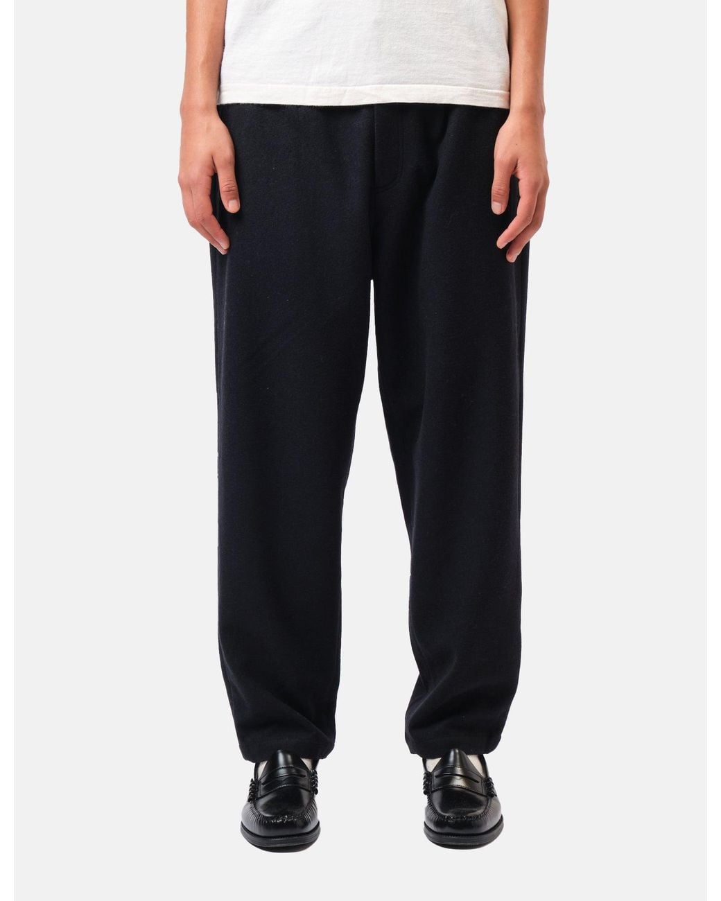 Barbour Black Wool Blend Relaxed Trousers for men