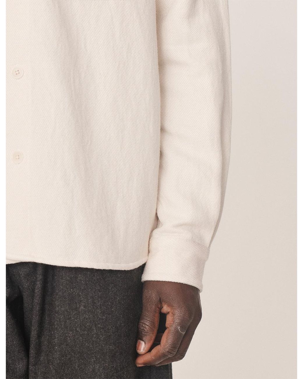 YMC White Delinquents Rib Collar Shirt for men