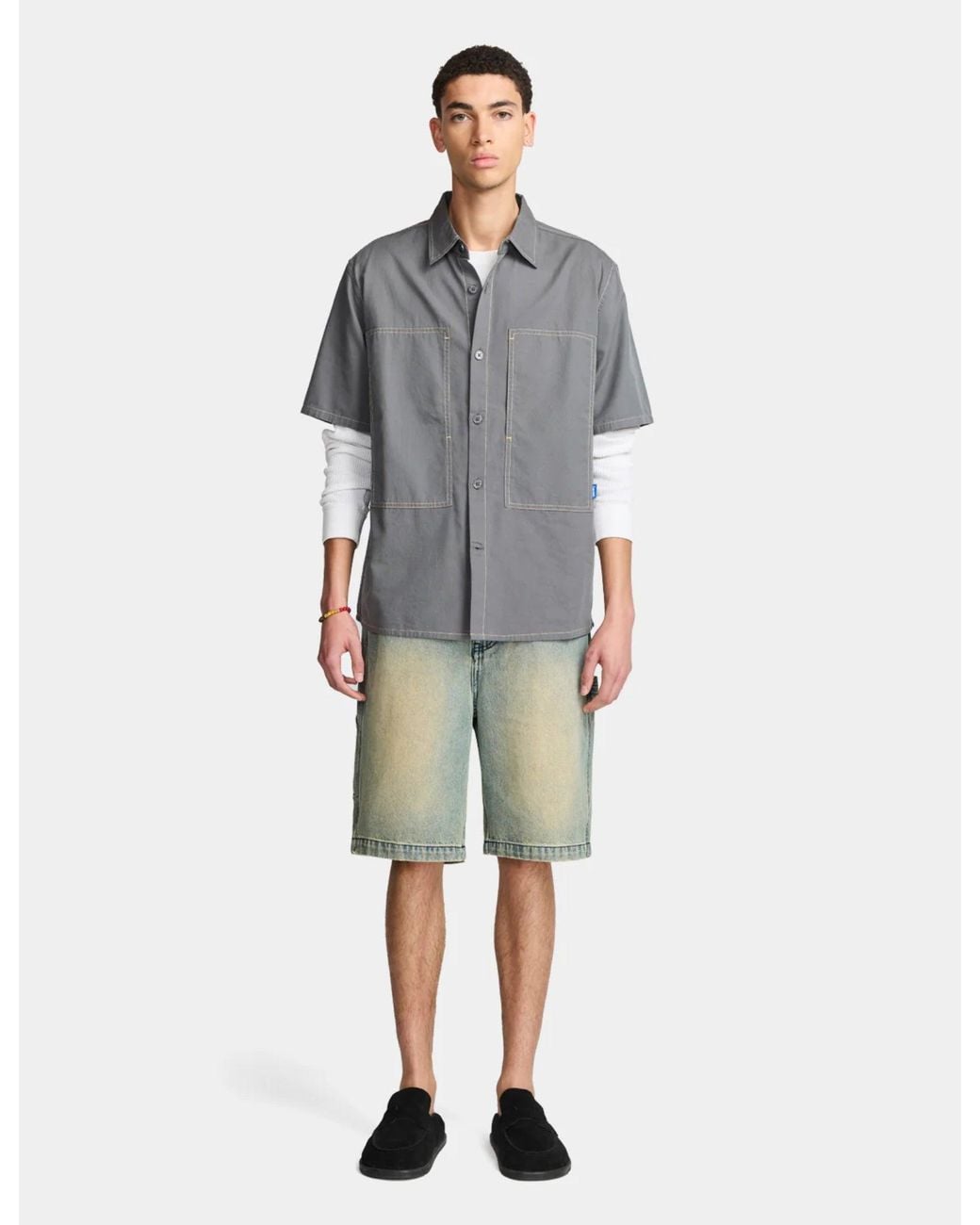 Larriet Gray Cliff Short Sleeve Shirt for men