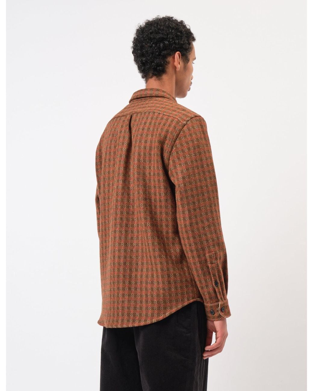 Portuguese Flannel Brown Merino Tweed Shirt for men