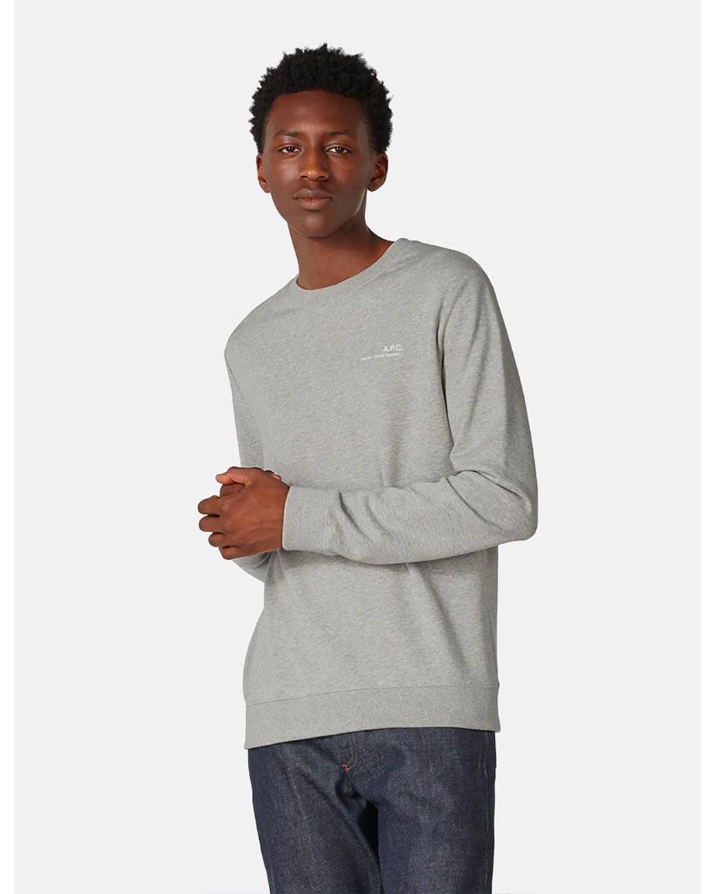 A.P.C. Gray Chest Logo Sweatshirt (39 Rue Madame) for men
