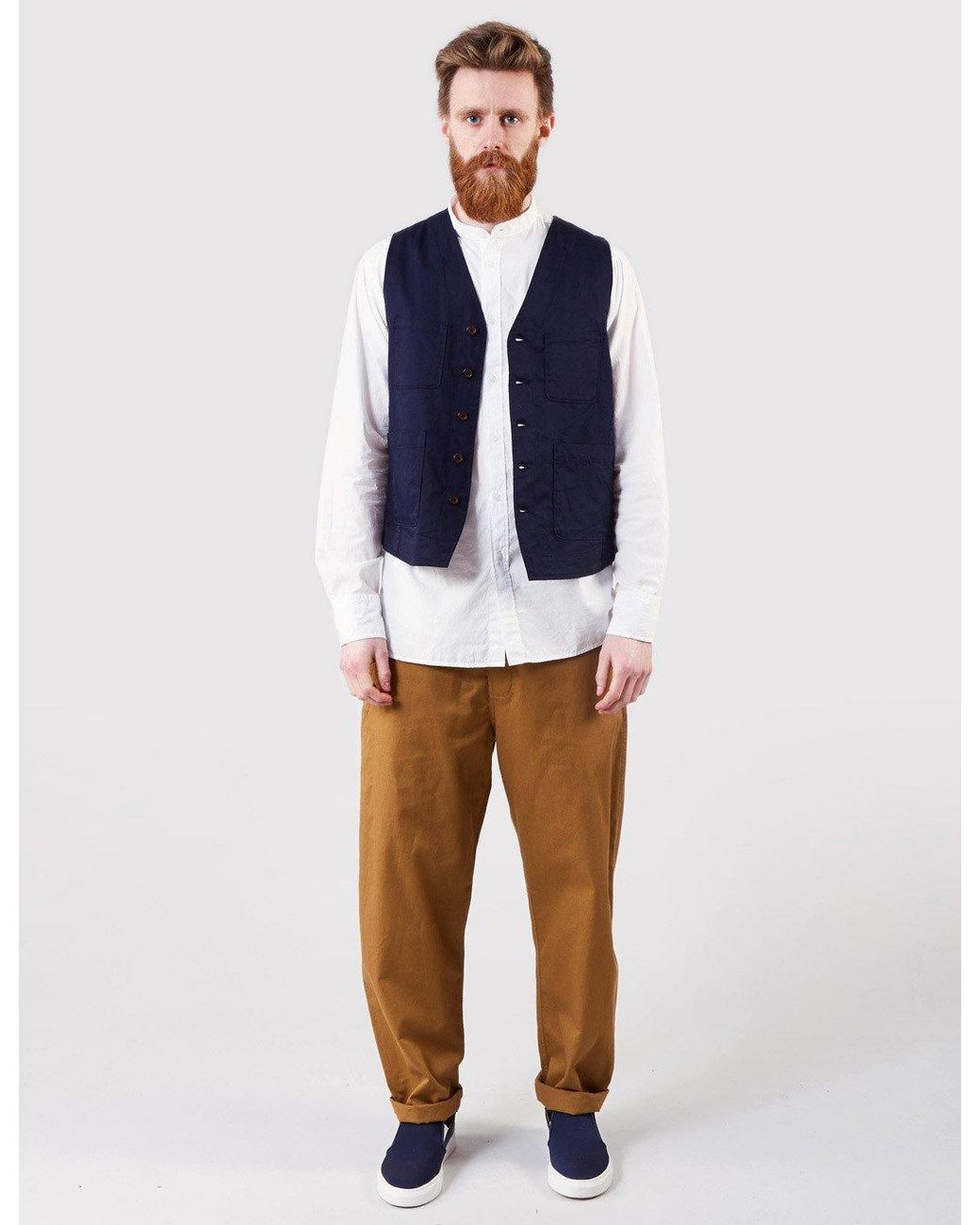 Universal Works Blue Work Waistcoat for men