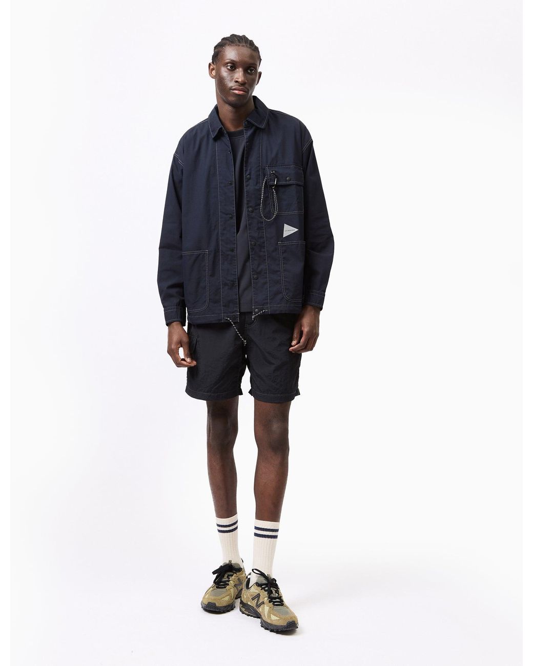 And Wander Blue Dry Rip Shirt Jacket for men