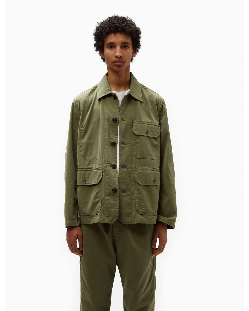 Universal Works Green Utility Jacket (Summer Canvas) for men
