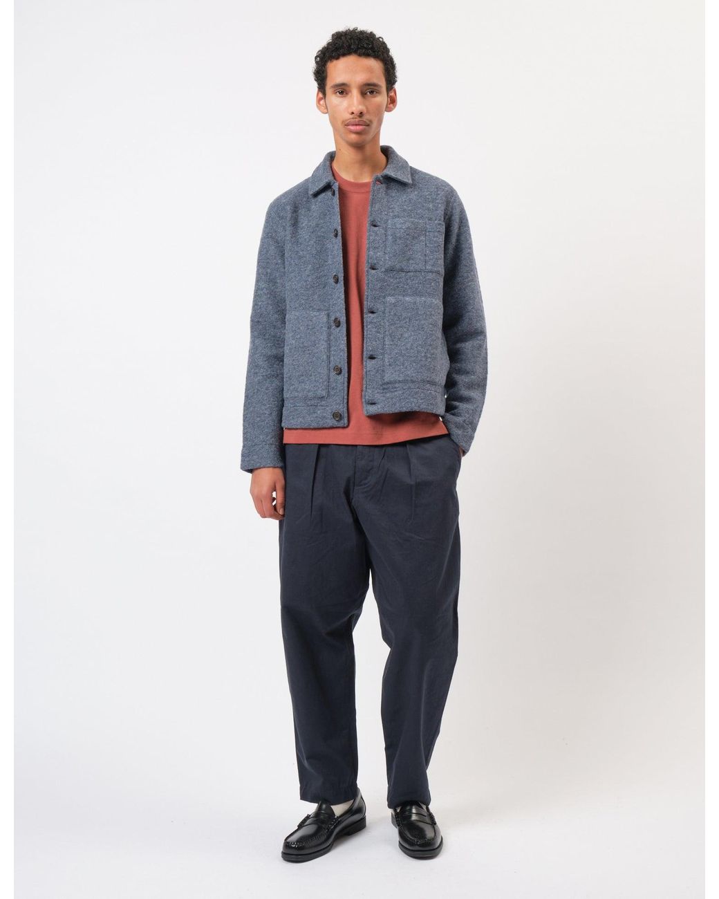 Universal Works Blue Uniform Jacket (Wool Fleece) for men