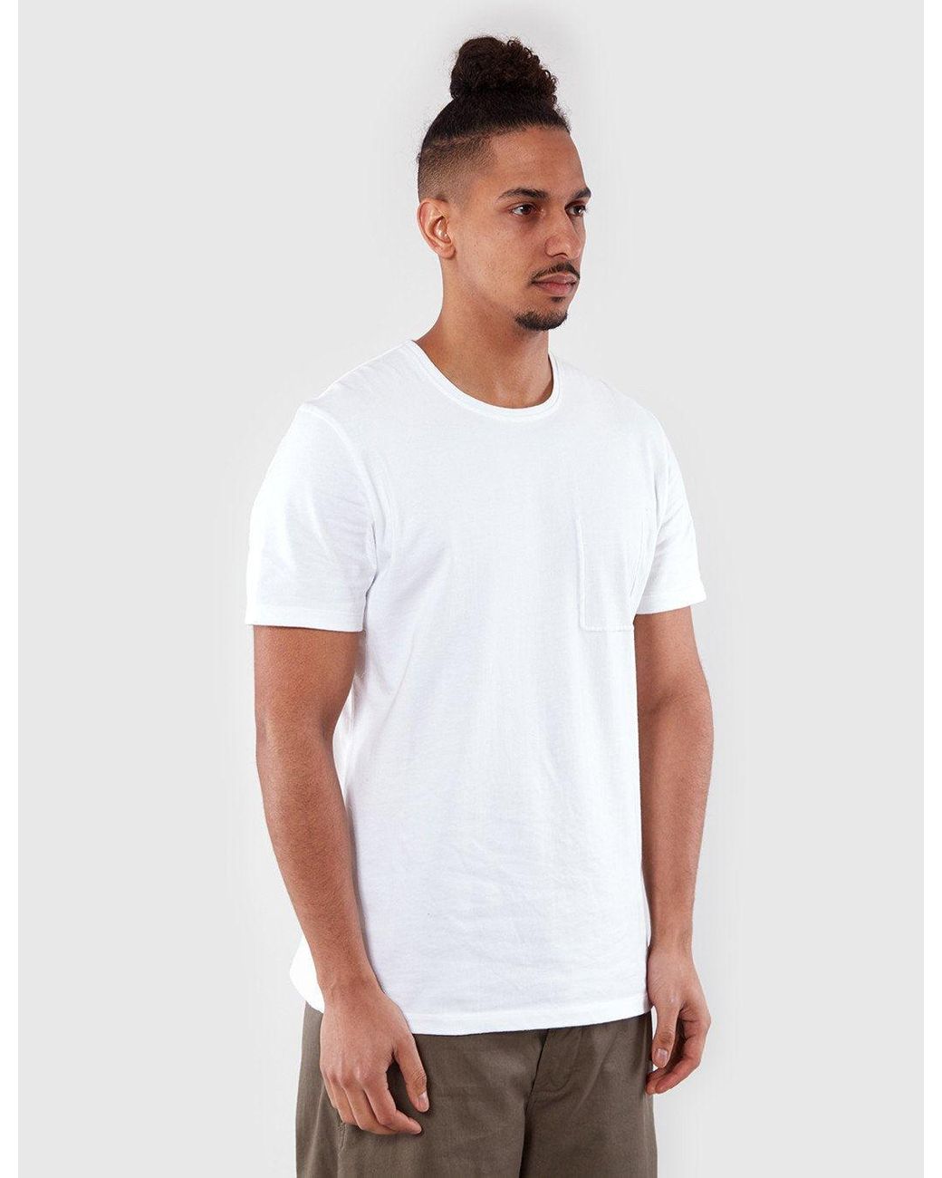 Folk White Folk Deboss Pocket T-Shirt for men